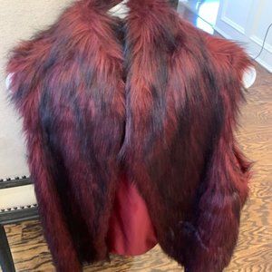 Dark Red Fake Fur Vest